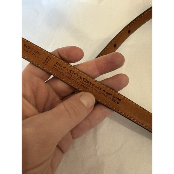 Vintage Coach Belt Womens M Brown Full Grain Leather Brass Buckle Retro 29"-33" - Picture 4 of 9